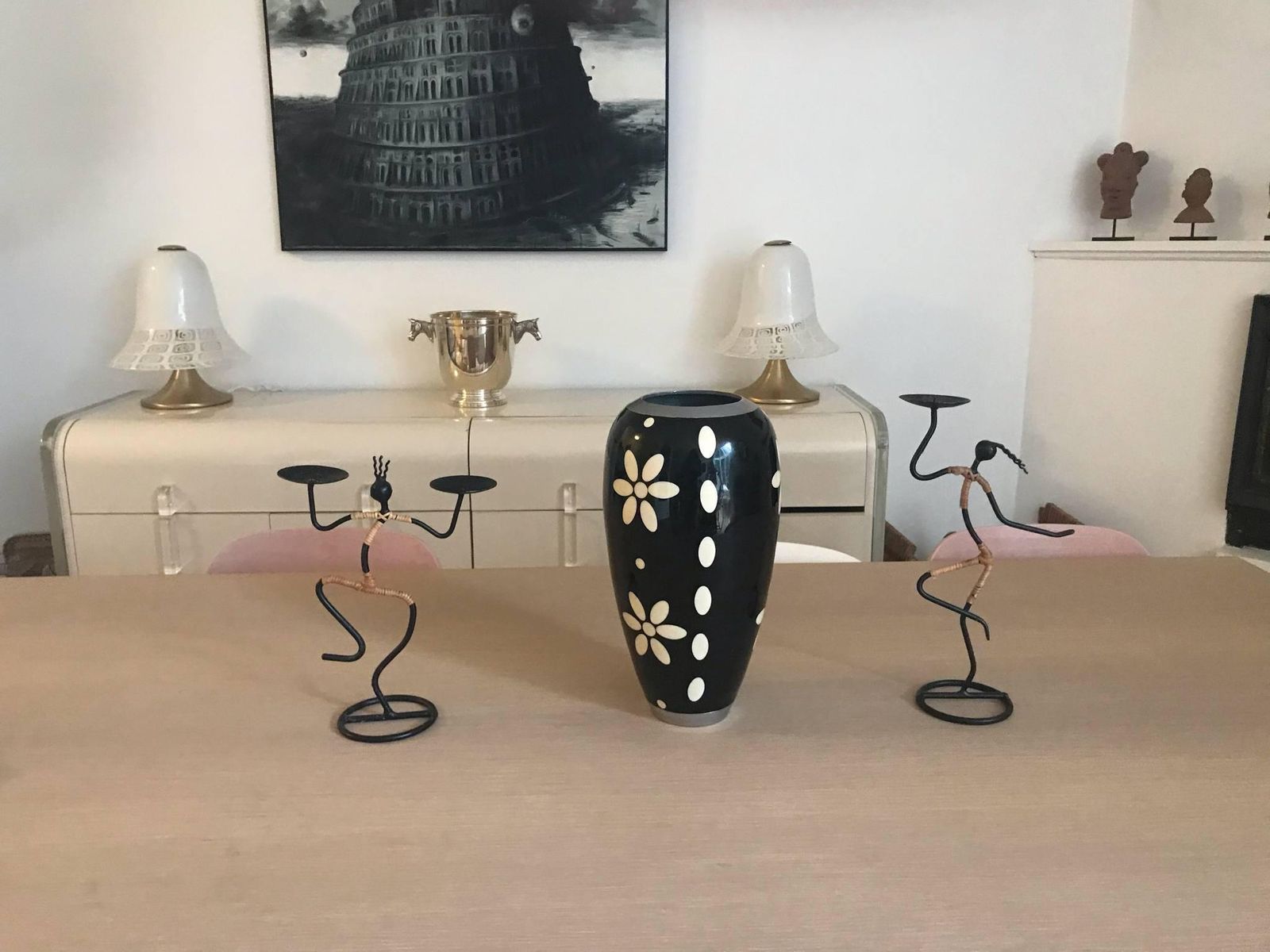 Candle Holder Set Mid Century Danish Black String Iron Candleholder By Laurids Lønborg For Lønborg, 1960s Scandinavian Design Table Decor photo for sale