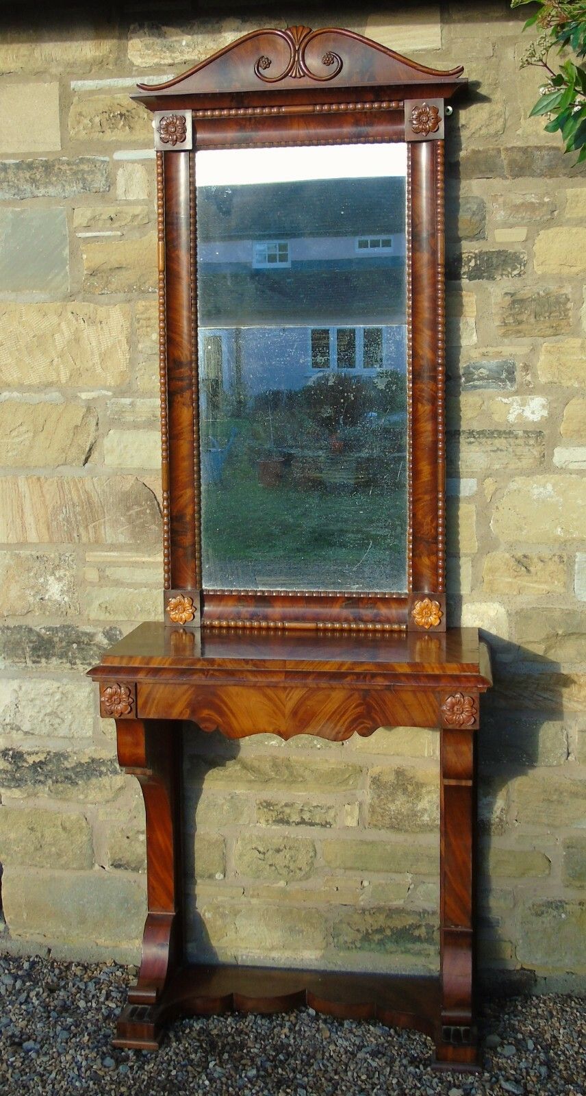 19th Century French Mahogany Console Table & Mirror En Suite. photo Furniture