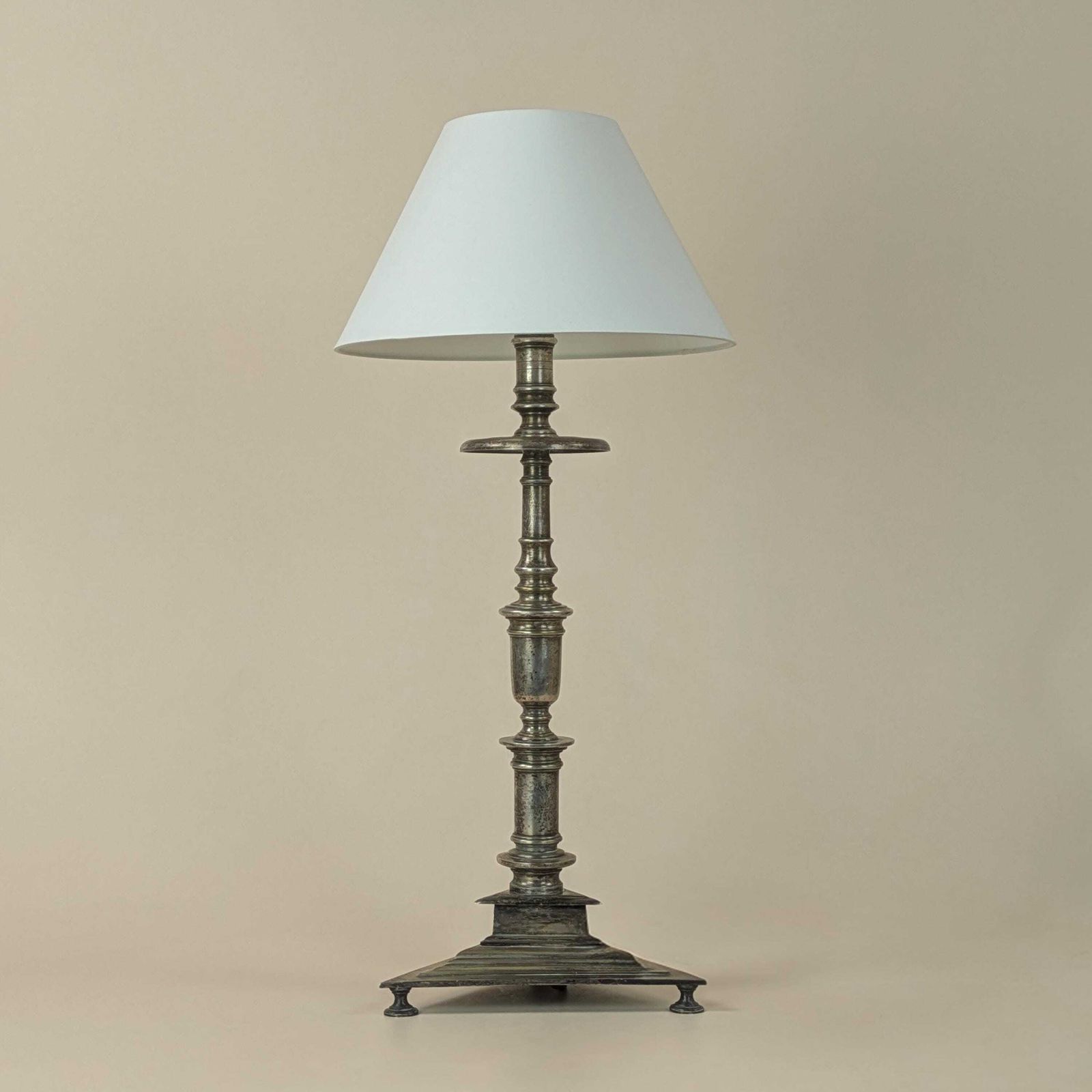 Antique French Silver Plated Bronze Table Lamp Elegant Lighting Home Decor Reading Lamp Accent Light