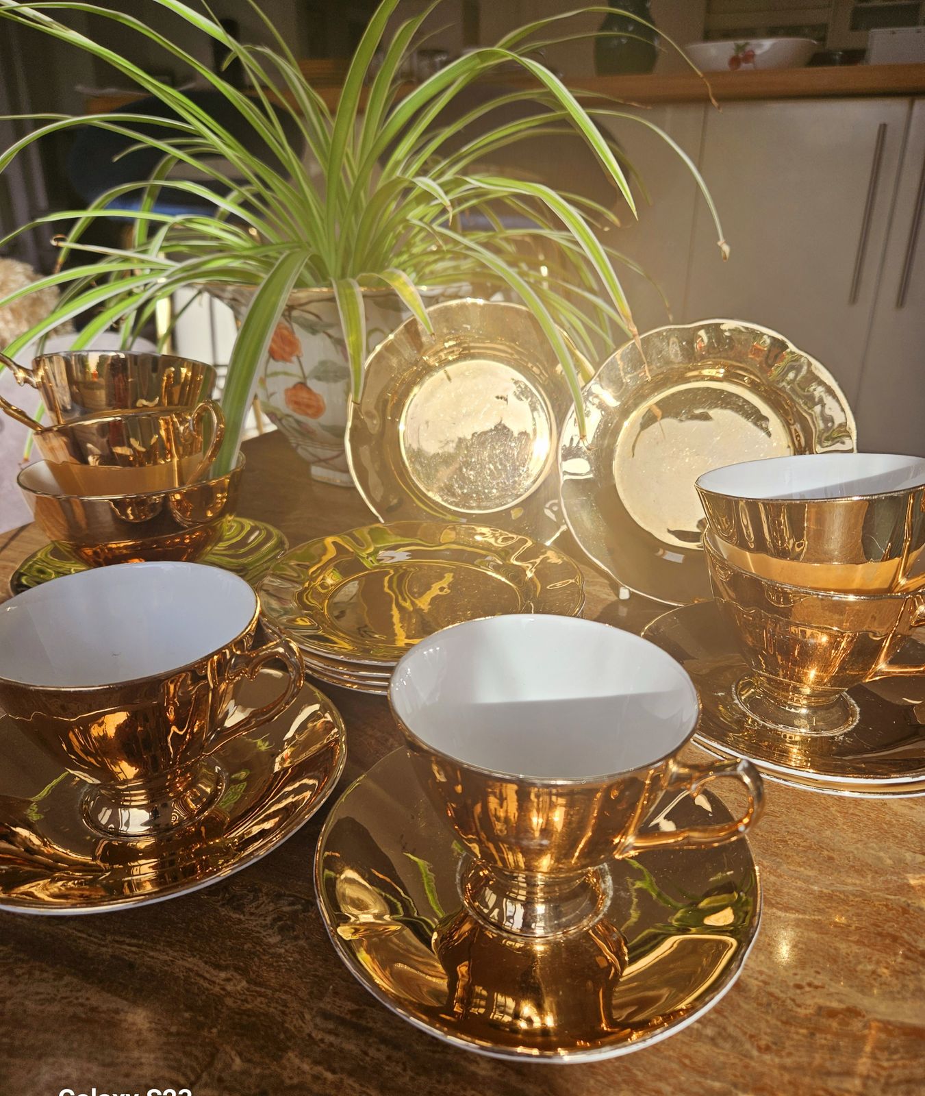 Rare 1950's Tea Set In 22 Kt Gold By Leonard St Pottery, Burslem, Staffordshire photo for sale