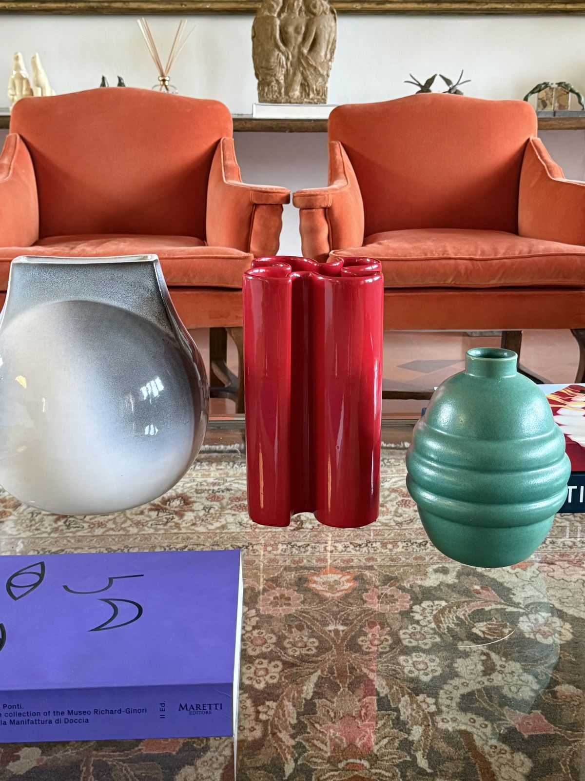 Franco Bettonica, Space Age Rare Red Ceramic Vase, Gabbianelli Italy Ca. 1970 photo vintage