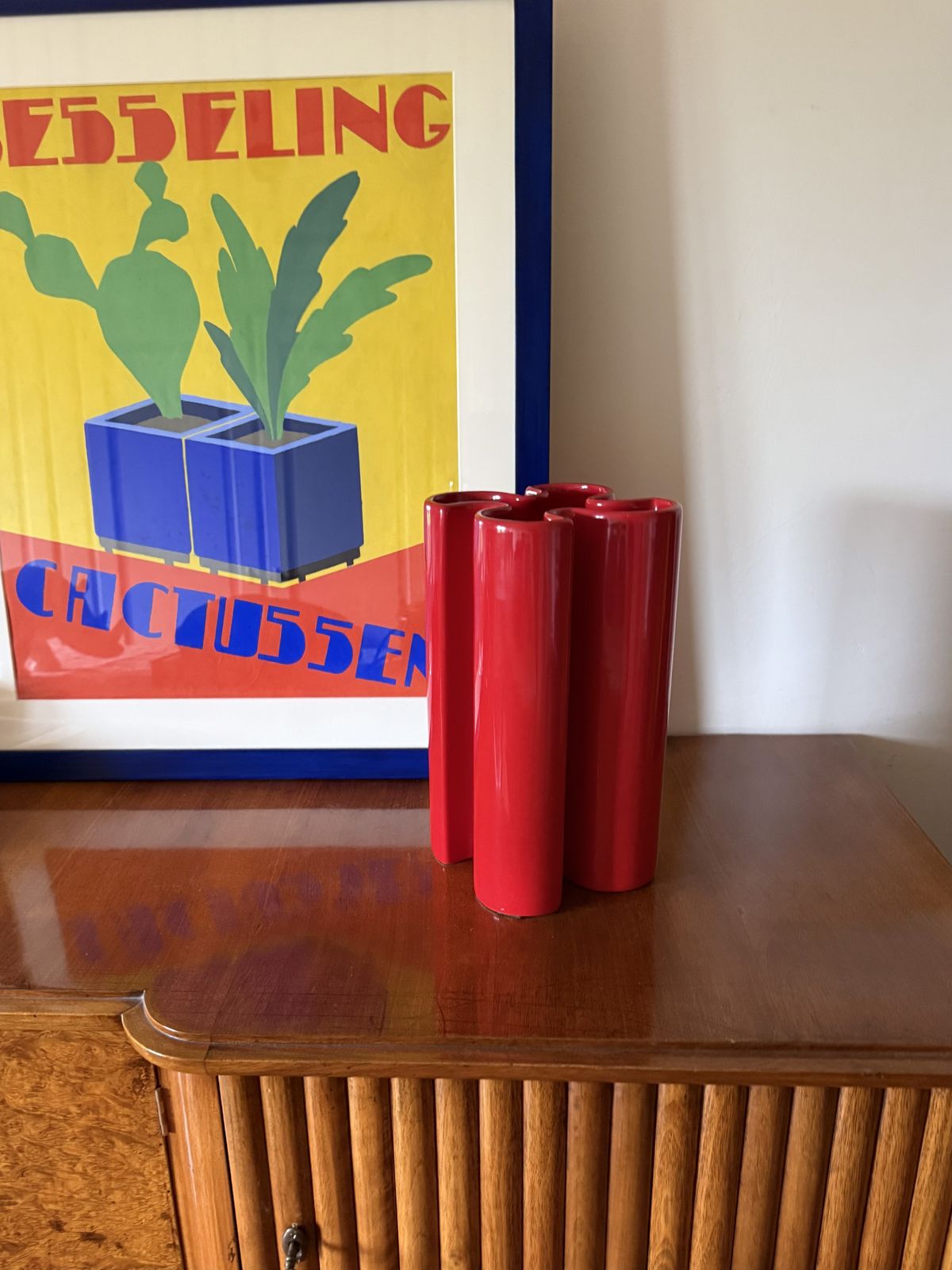 500.0 Franco Bettonica, Space Age Rare Red Ceramic Vase, Gabbianelli Italy Ca. 1970 photo