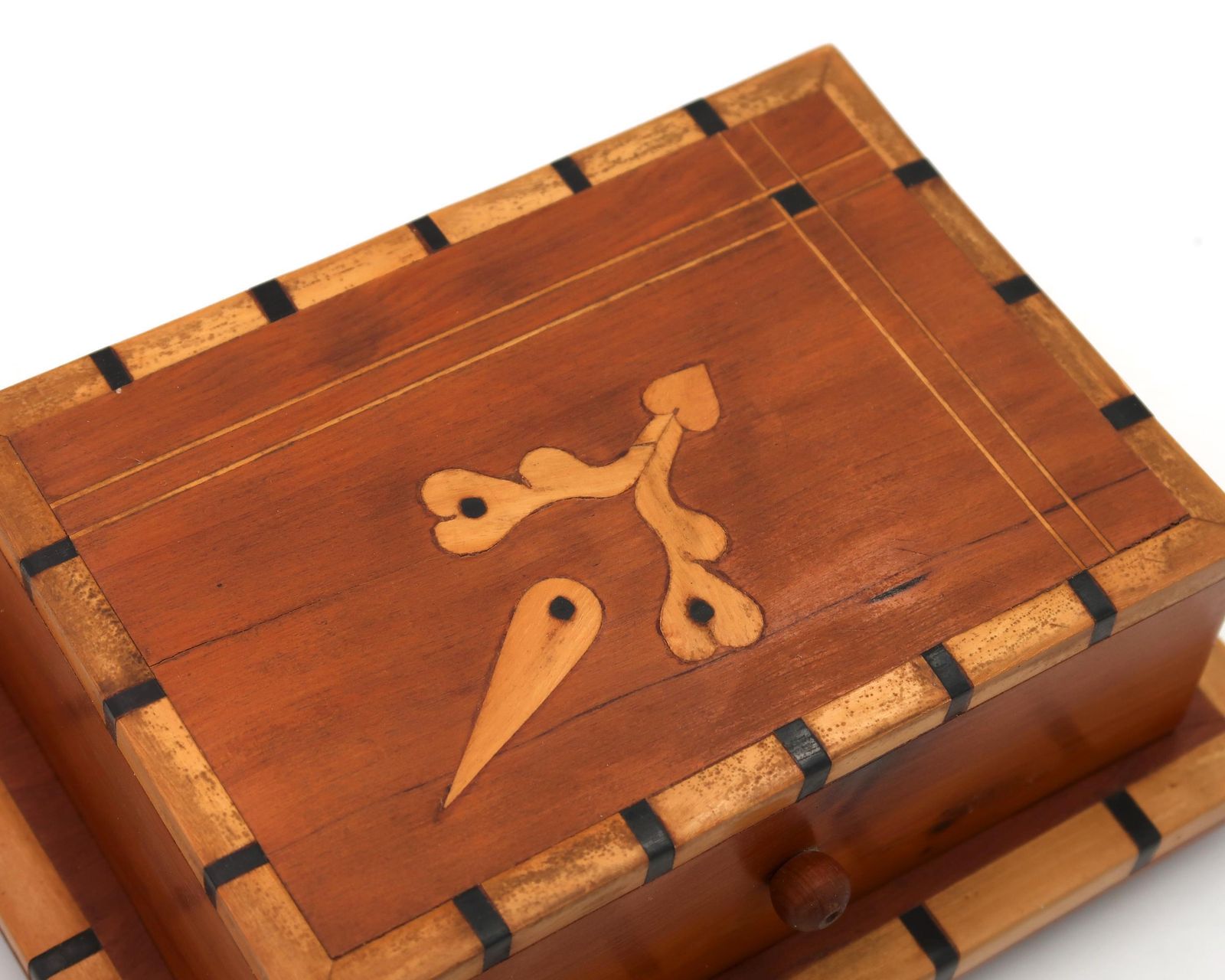 French Wood Marquetry Cigarette Dispenser, 1950s / Desk, Men Gift, Smoker, Box, Storage photo 200.0