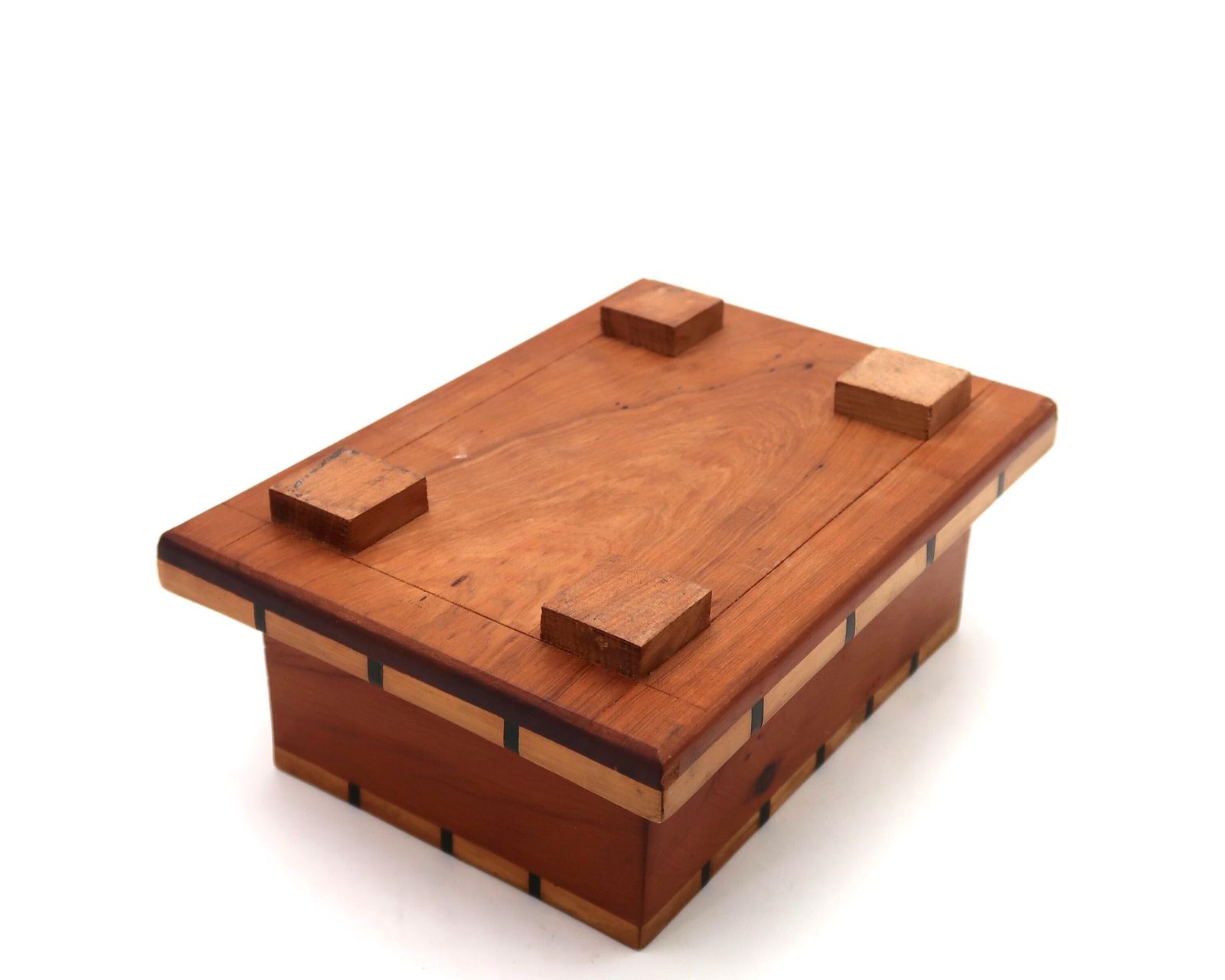 photo for sale French Wood Marquetry Cigarette Dispenser, 1950s / Desk, Men Gift, Smoker, Box, Storage