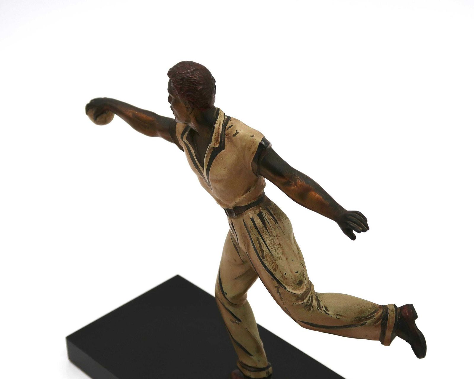 Franse Art Deco Sculptuur, Man Die Petanque Speelt, Jaren 1920 / Frankrijk, Woondecoratie, Antiek photo 621.0