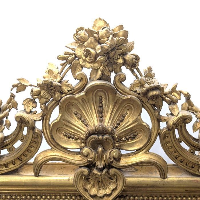 Napoleon III Mirror In Wood And Gilded Stucco With Putti Decoration photo for sale