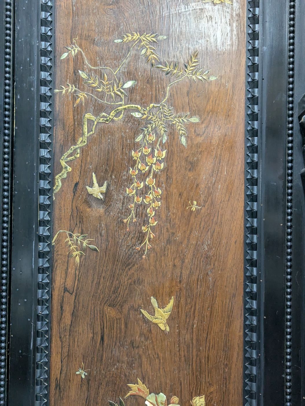 Napoleon III Armoire Decorated With Lacquer Panels And Japanese Inlays, Meiji Period photo vintage