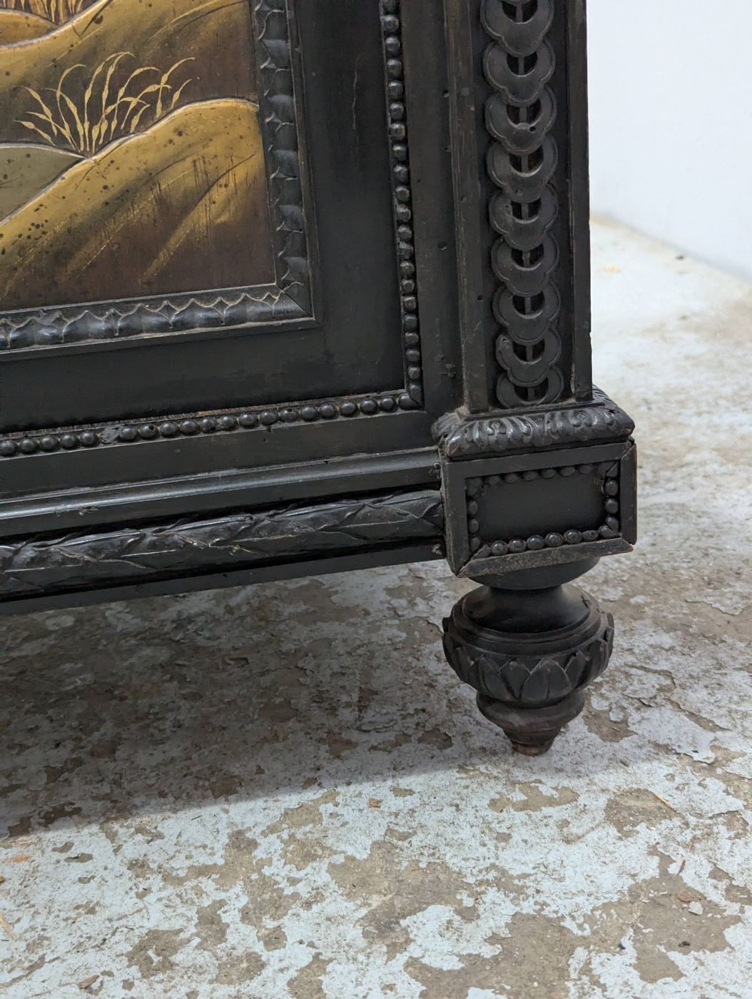 Napoleon III Bedside Table With Lacquer Panel Decoration And Japanese Inlays, Meiji Period photo vintage