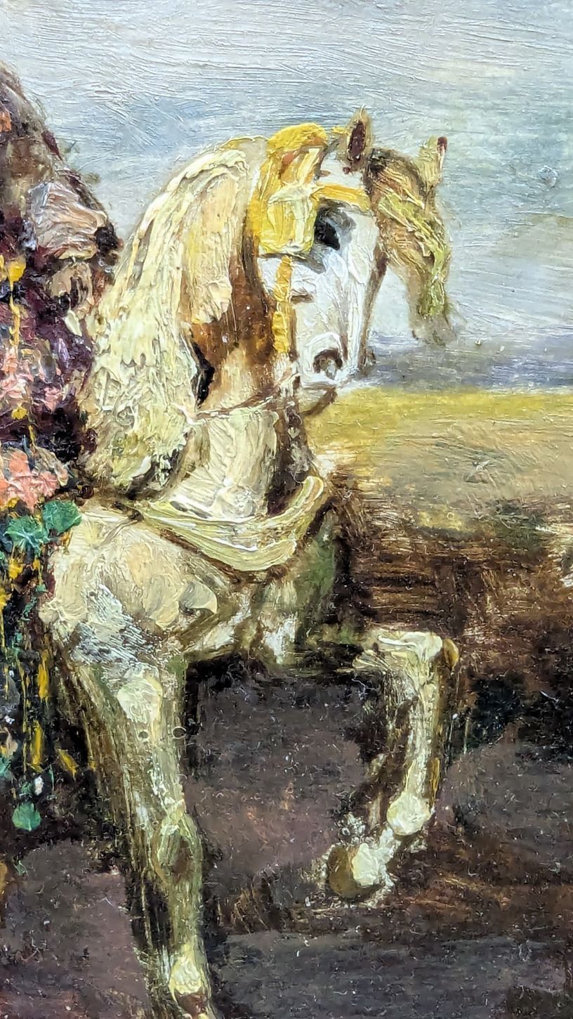 Oil On Panel Orientalist Fantasia Bedouin Horsemen Signed E. Fromentin photo Art