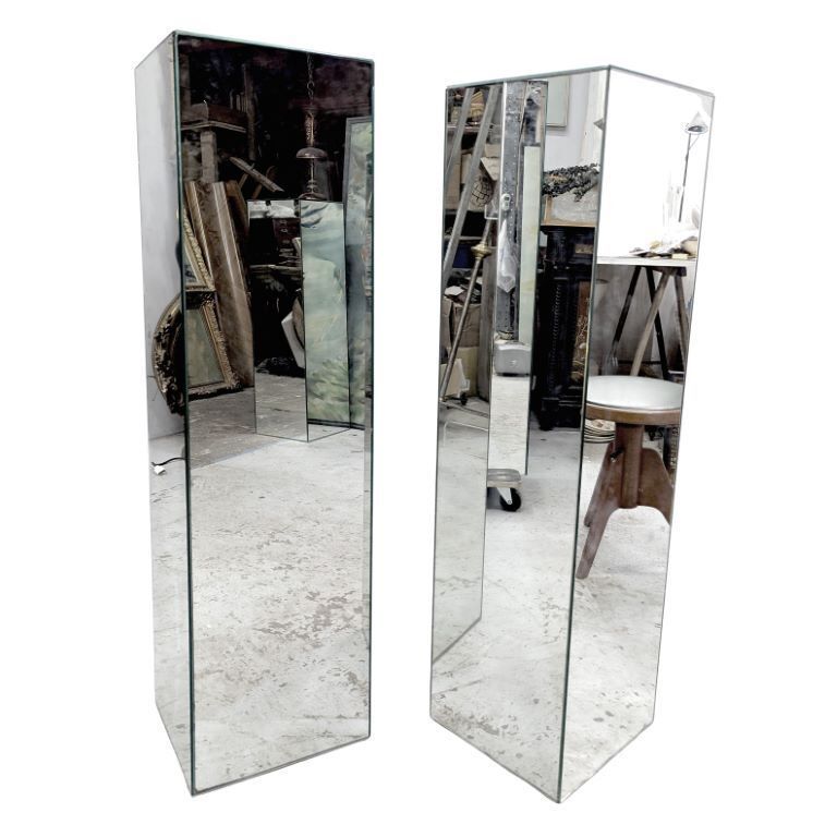 Pair Of Vintage 1980s Side Tables, 110 Cm Mirror (Some Damage)