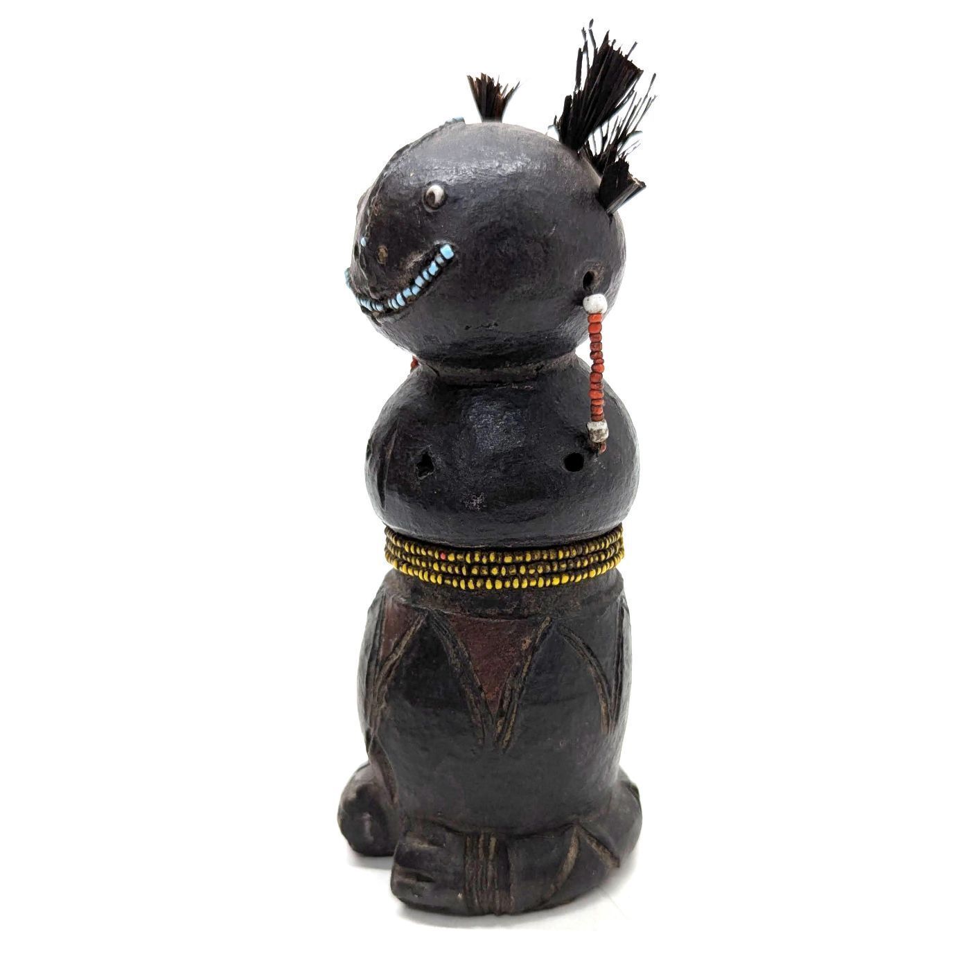 Tribal Statuette In Carved And Beaded Wood – West Or Central Africa, 20th Century photo furniture
