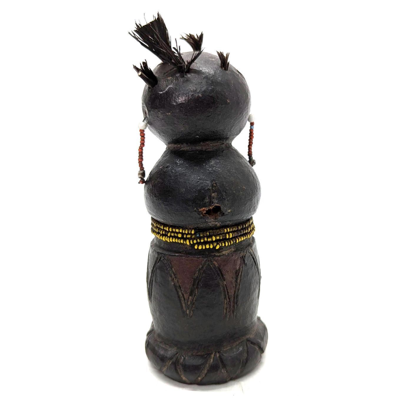 Tribal Statuette In Carved And Beaded Wood – West Or Central Africa, 20th Century photo Art