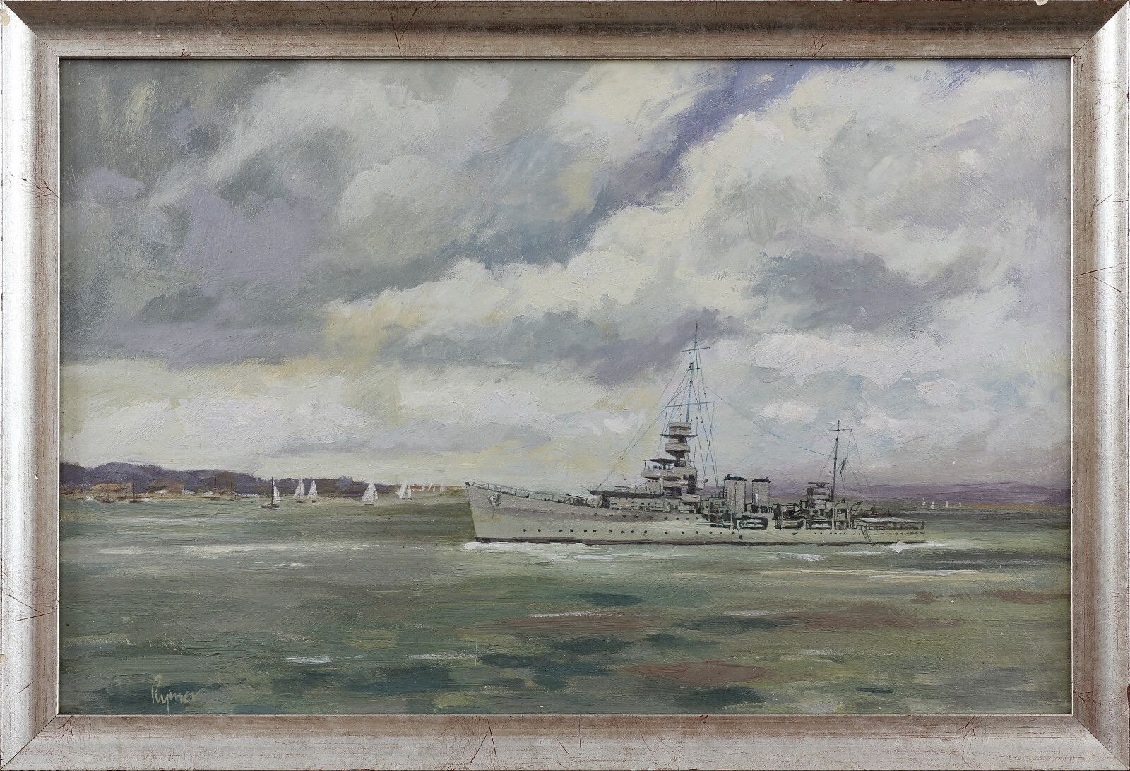 Oil On Board Of Hms Cossack By Thomas Rymer. photo Art