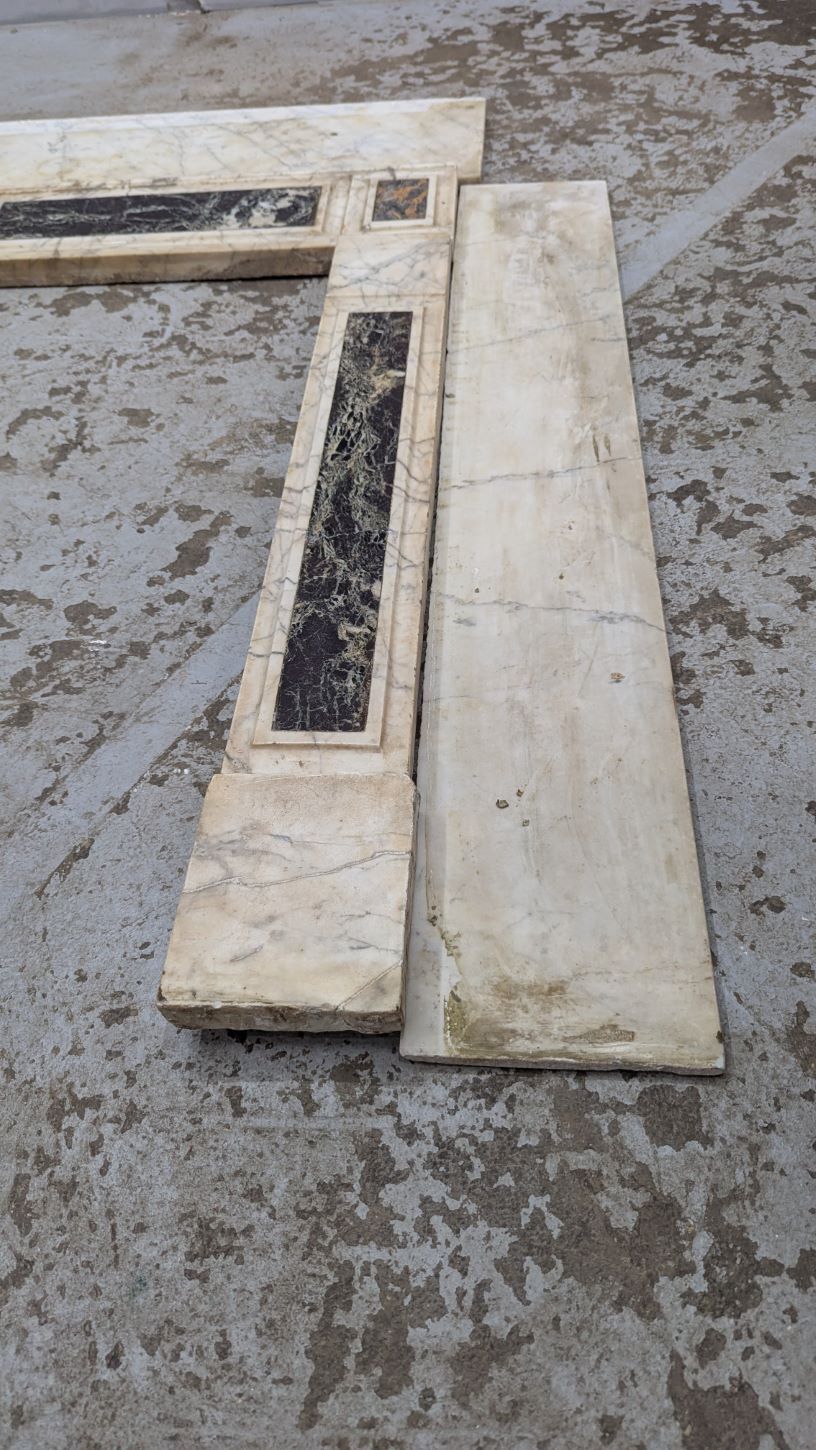Ceremonial Fireplace In White Marble With Polychrome Inlays, France, Late 18th Century photo vinterior