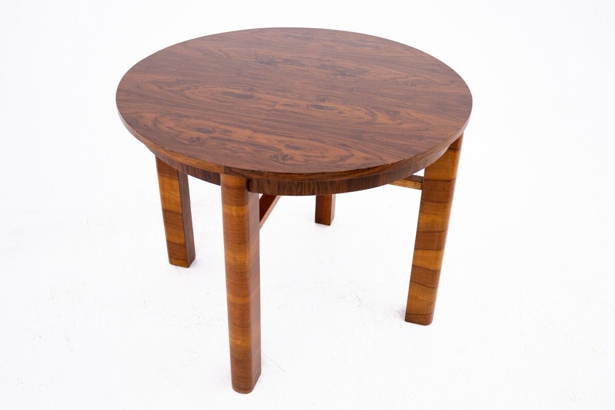 photo vintage Round Table With Chairs In Art Deco Style, Poland, 1940s.