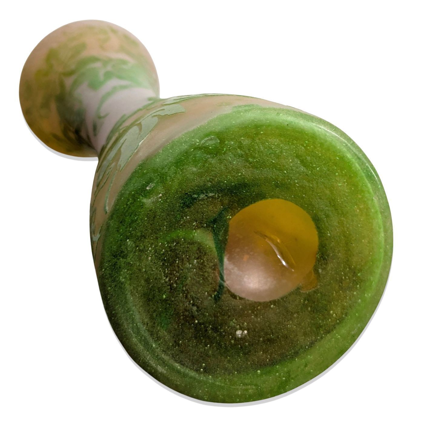 Elephant Foot Vase In Glass Paste With Orange And Green Floral Decoration photo Home Decor
