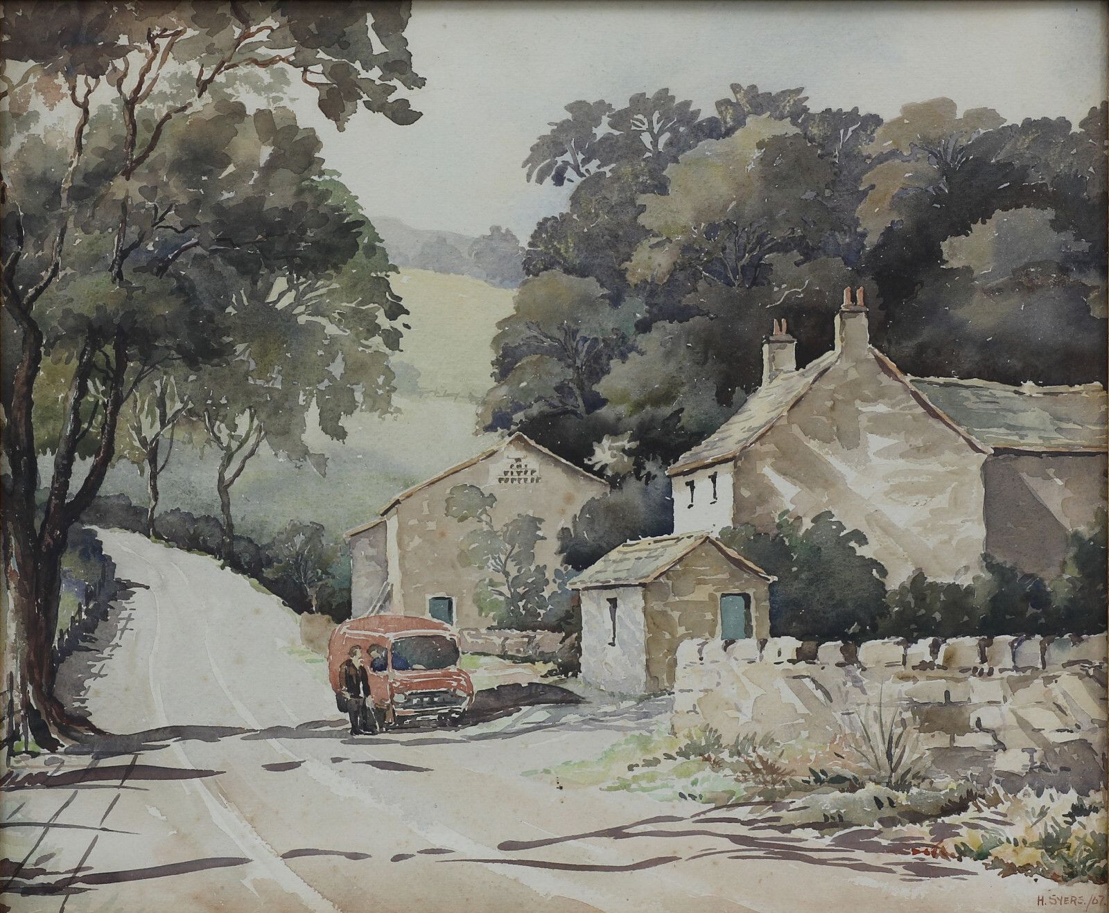 Watercolour By Hervy Syers.  A Farmhouse In Pendle photo furniture