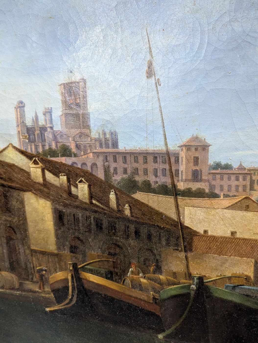 Béziers Cathedral Landscape Oil On Panel 18th Century photo 6810.0