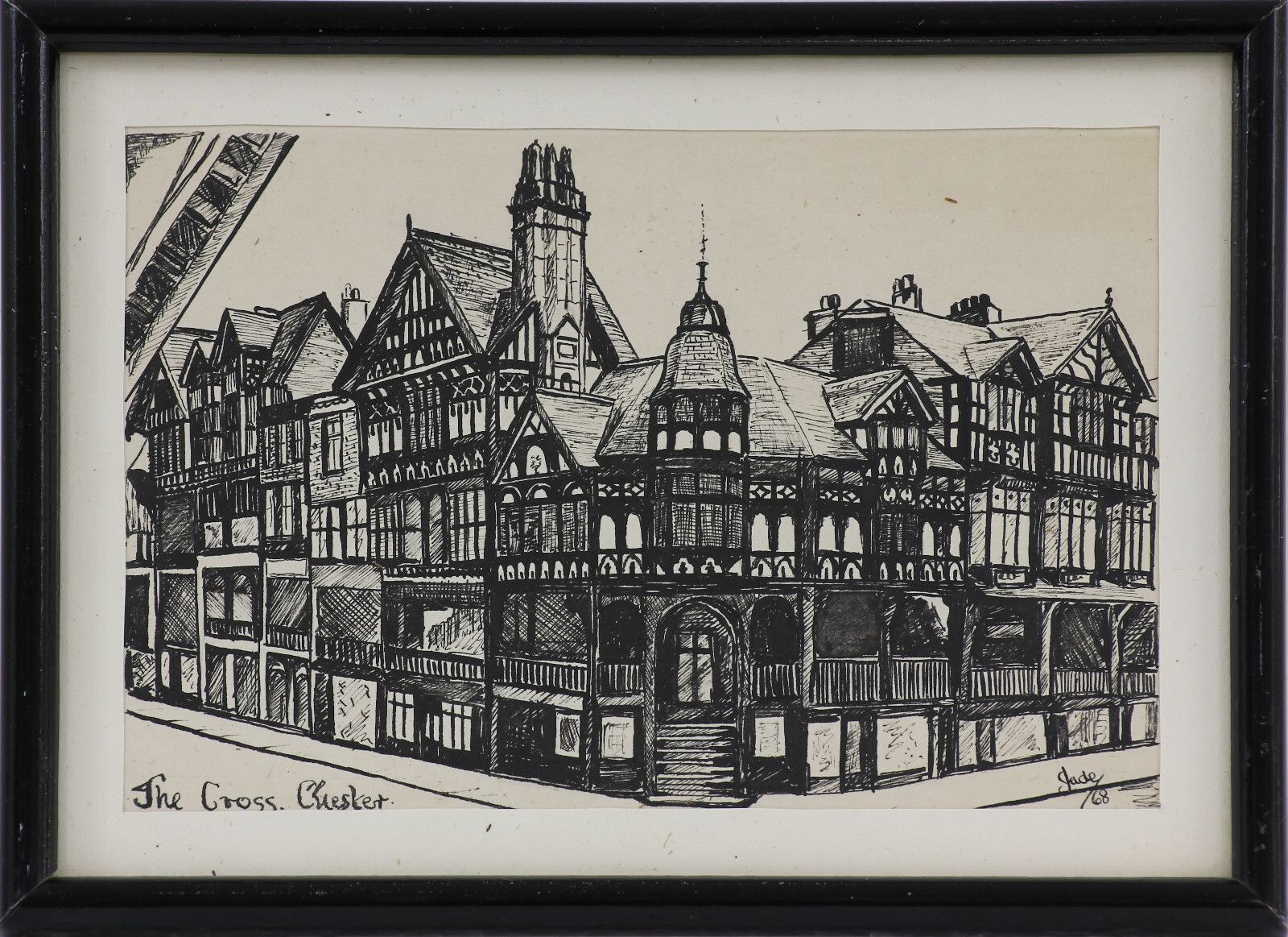 Pen And Ink Drawing Possibly By Marjorie Slade. Titled "The Cross Chester" photo 50.0