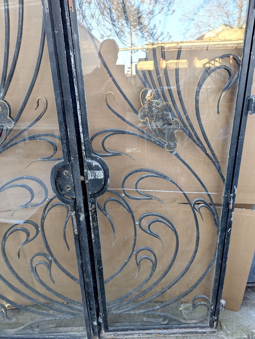 Large Wrought Iron Entrance Door From The Art Nouveau Period photo for sale
