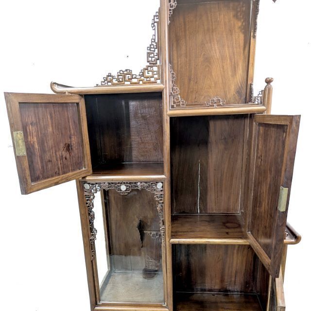 Indochinese Cabinet Inlaid With Mother Of Pearl, Silver And Copper photo vintage