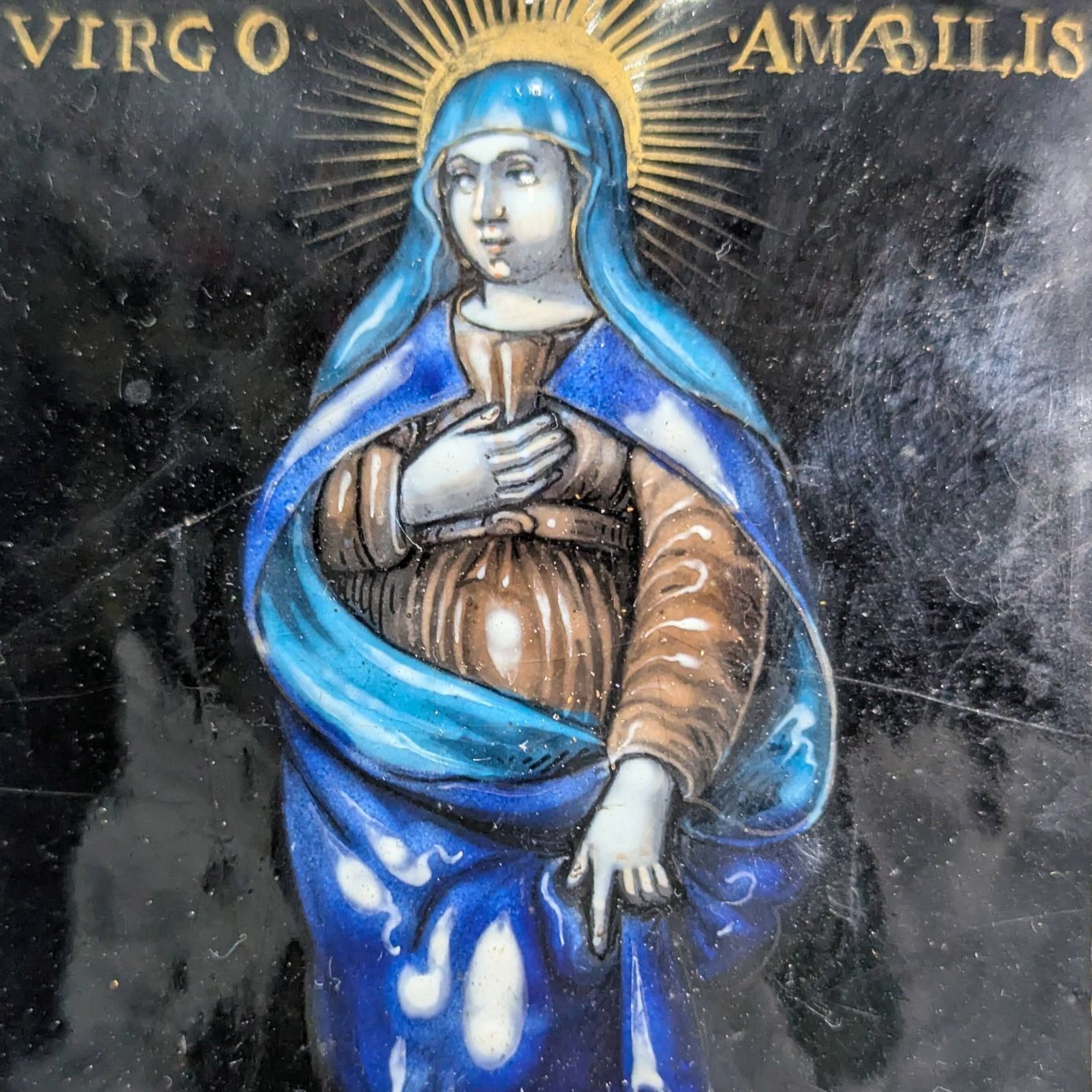 19th Century Limoges Email Of The Holy Virgin Mary photo for sale