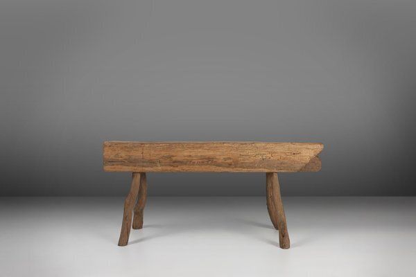 Rustic Tree Trunk Bench, 1850s photo 1209.0