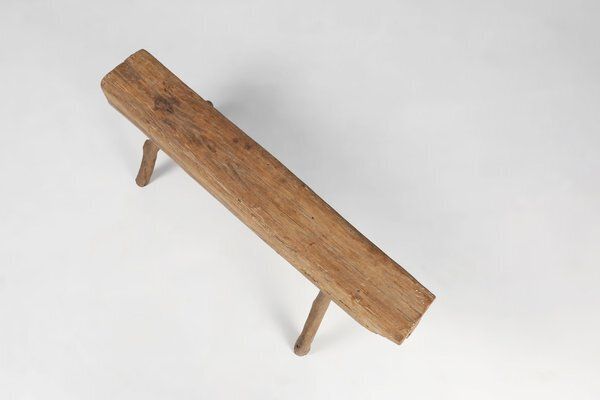 photo furniture Rustic Tree Trunk Bench, 1850s