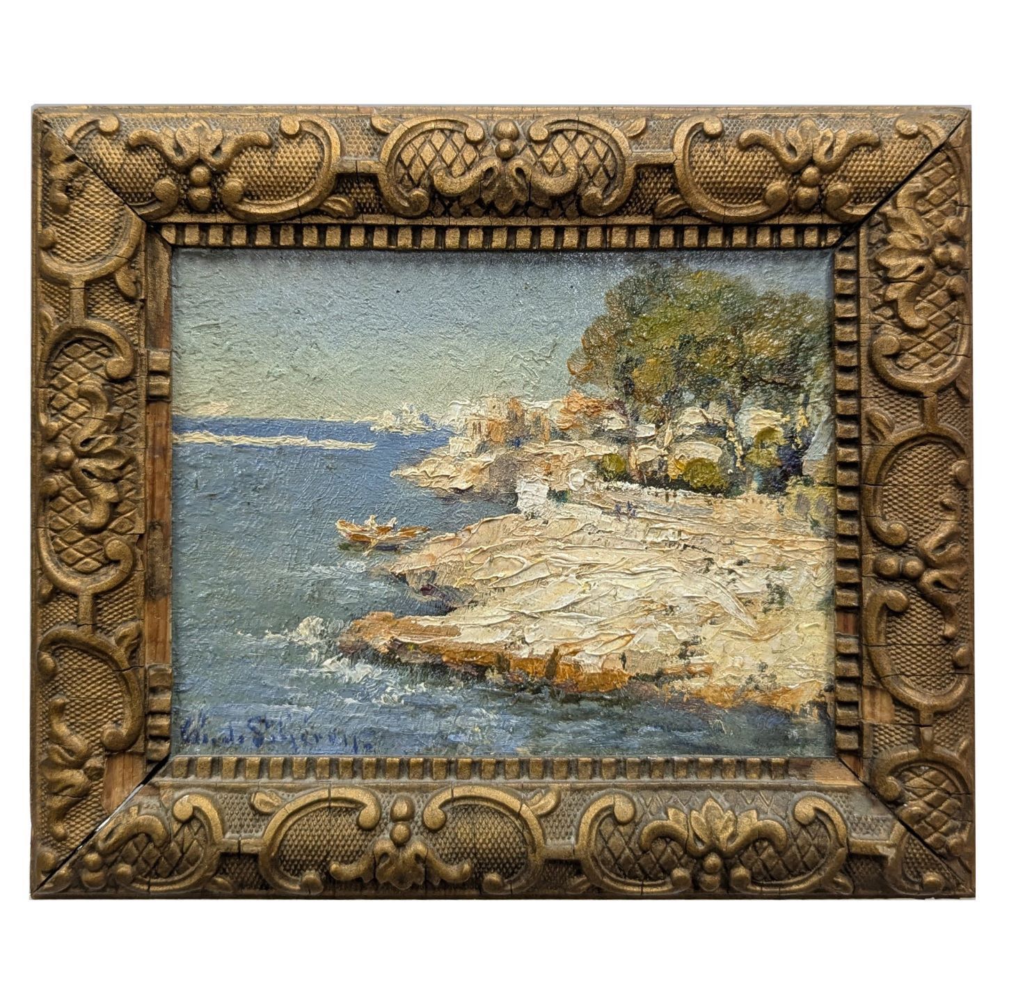 Charles De Saint Géran (1884 1963) Oil On Panel View Of The Cornice