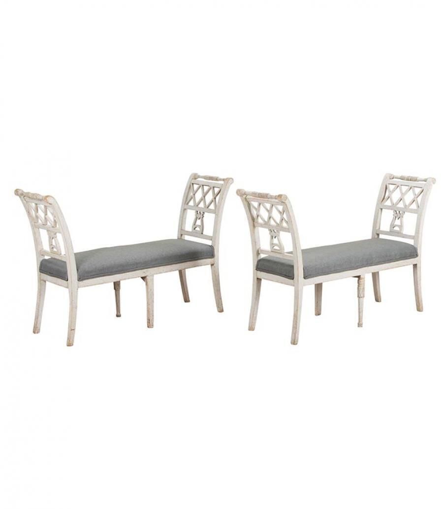 Pair Of 19th Century Swedish Stamped Window Benches