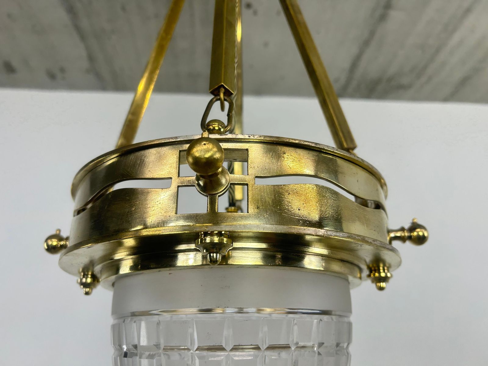 Vienna Secession Brass Hanging Attr. To Kolo Moser & Jutta Sika photo Lighting
