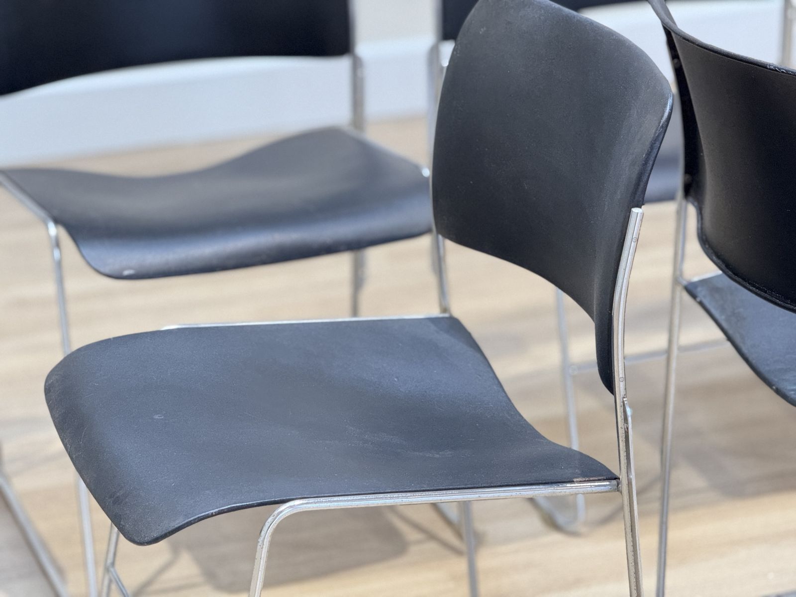 Set Of 8 Chairs By David Rowland (In Black Metal) photo for sale