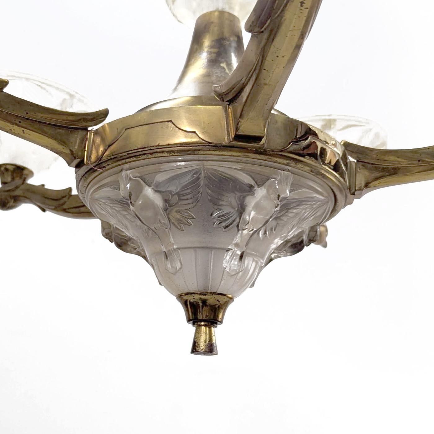 Boris Lacroix Art Deco Molded Glass Chandelier photo buy