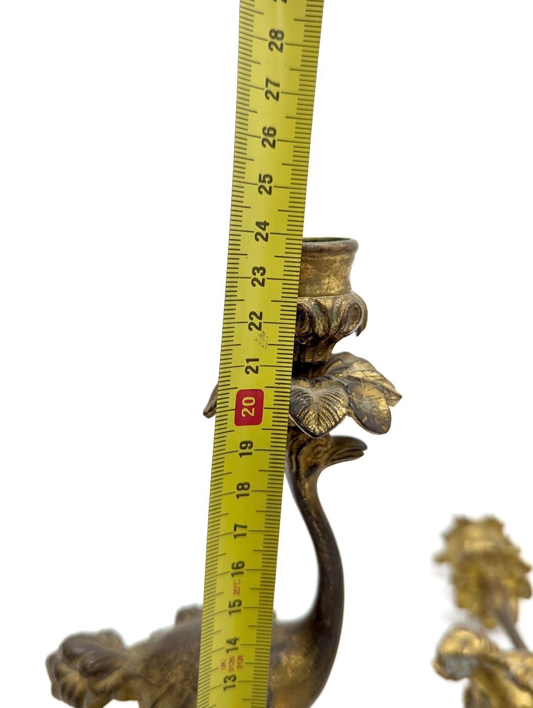 photo furniture Pair Of 19th Century Gilt Bronze Candlesticks With Ostriches