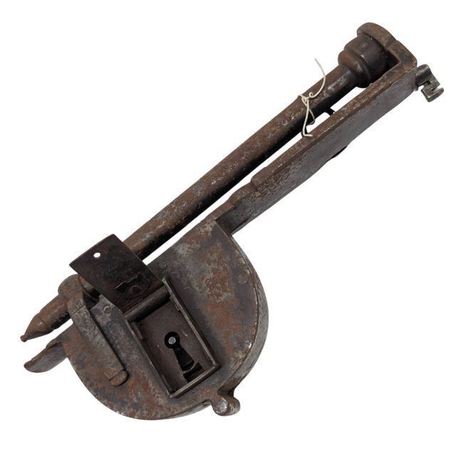 Antique Wrought Iron Padlock Lock From The 18th Century With Its Key photo furniture