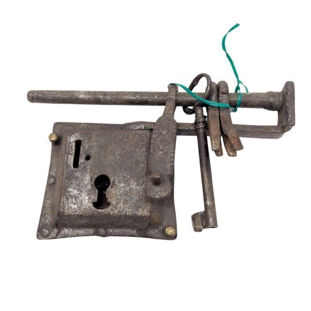 Antique Wrought Iron Padlock Lock From The 18th Century