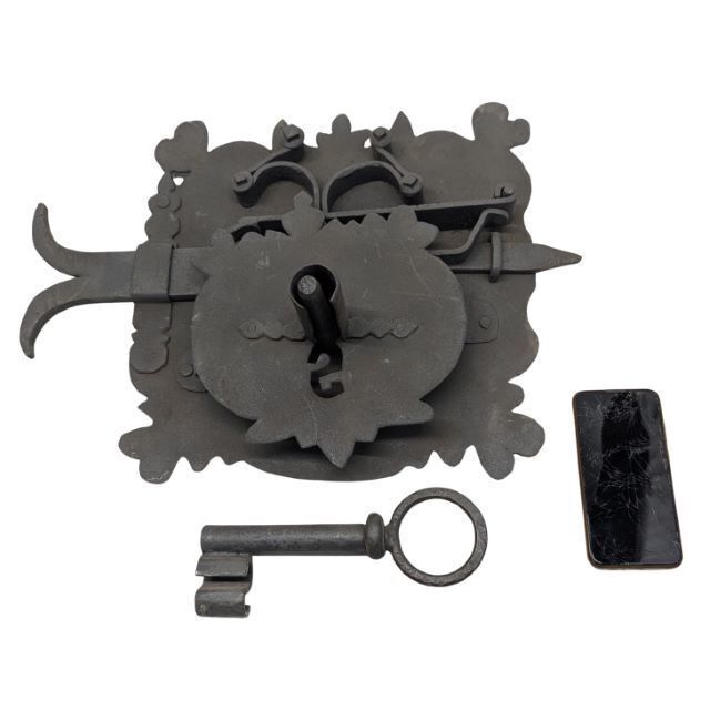 Antique Wrought Iron Lock, 1800s photo furniture