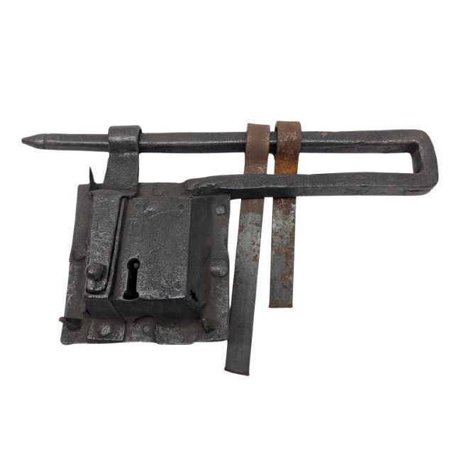Antique Padlock Style Lock In Wrought Iron From The 18th Century