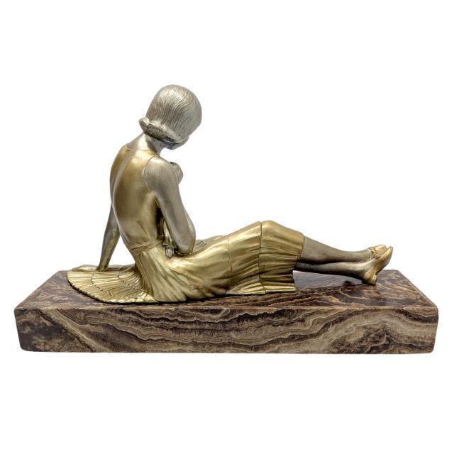 Art Deco Spelter 1930 By Demeter Chiparus Onyx Base photo for sale