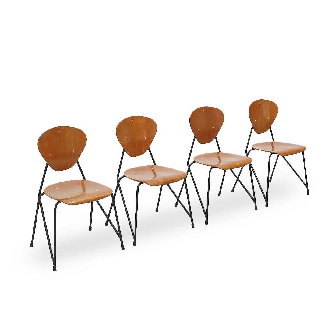 4 Chairs By Aurelio Villari For Isa Bergamo, 1950s