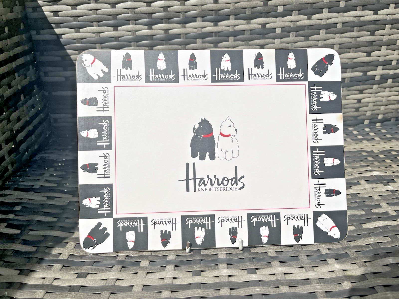 Set Of 3 Boxed Harrods Black & White Scotty Dog Westie Terrier Table Placemats photo vintage