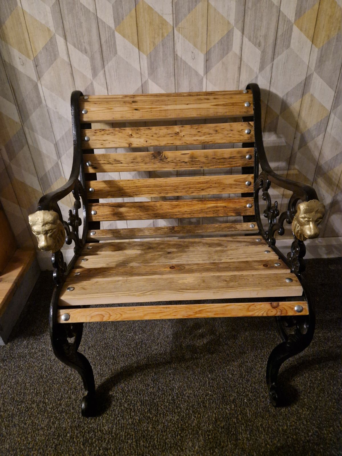 1950s Cast Iron Lion Head Chair.