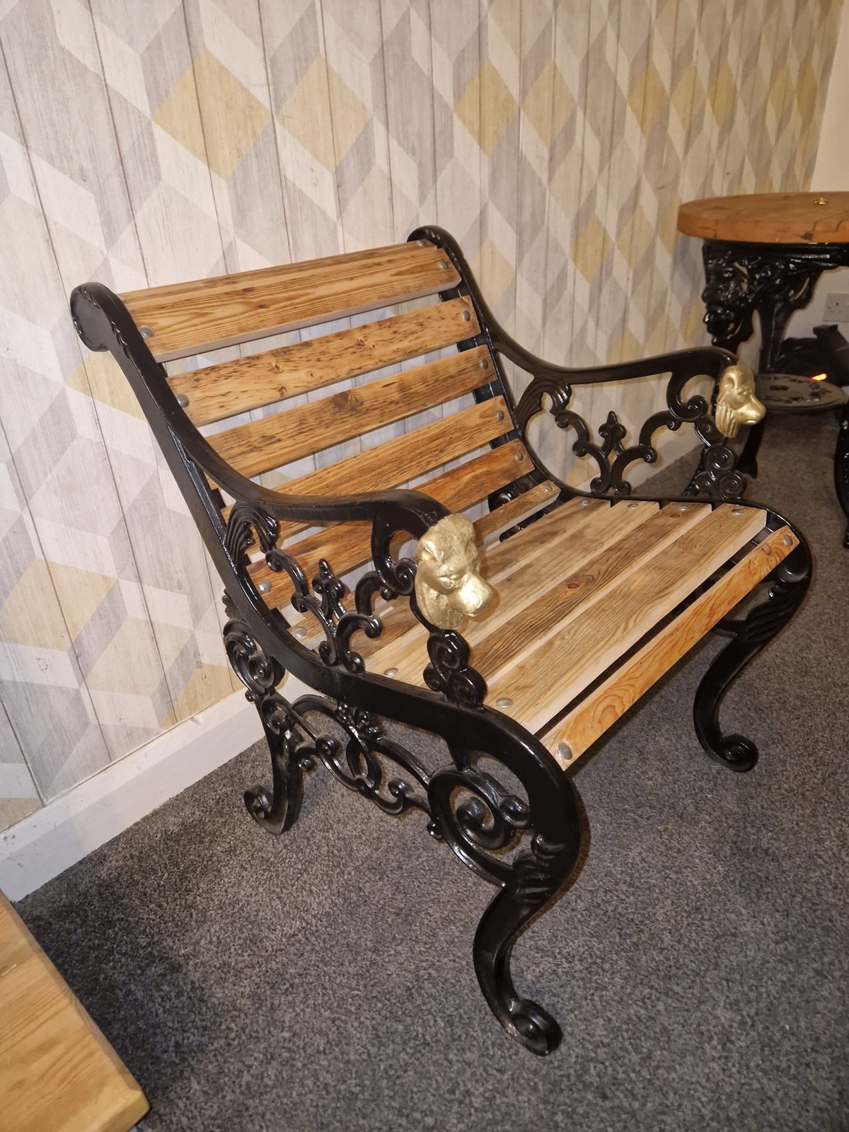1950s Cast Iron Lion Head Chair. photo furniture