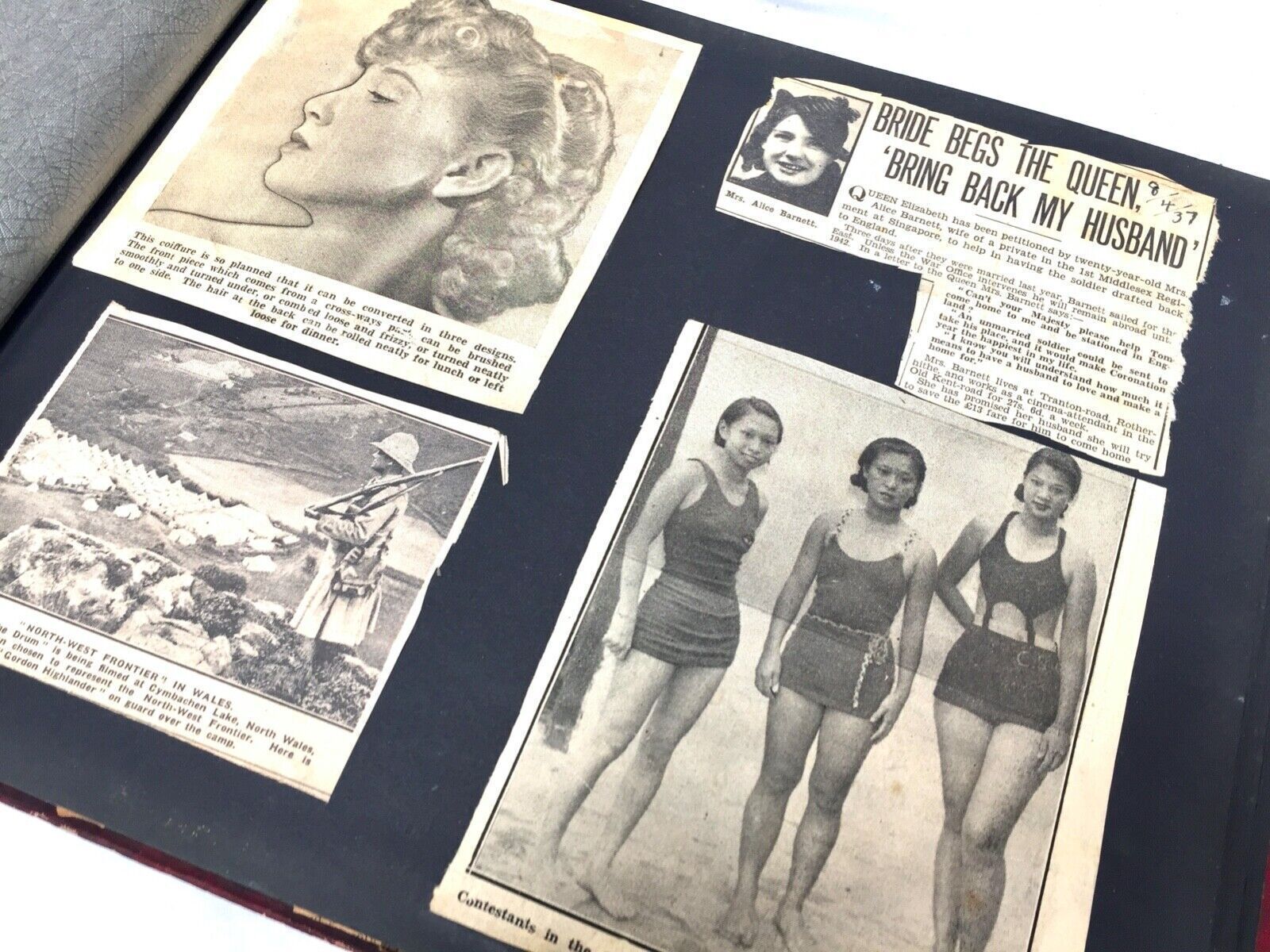 photo for sale Antique Album Sketch Book With Ww2 Second World War Newspaper Cuttings C.1940