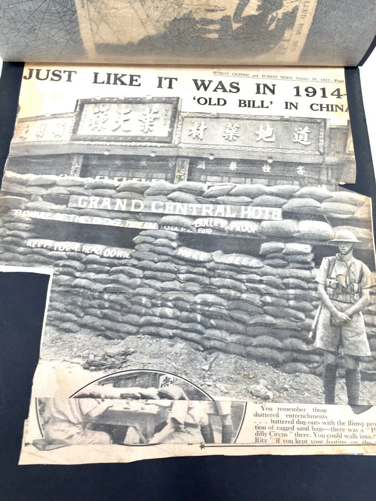 110.0 Antique Album Sketch Book With Ww2 Second World War Newspaper Cuttings C.1940 photo