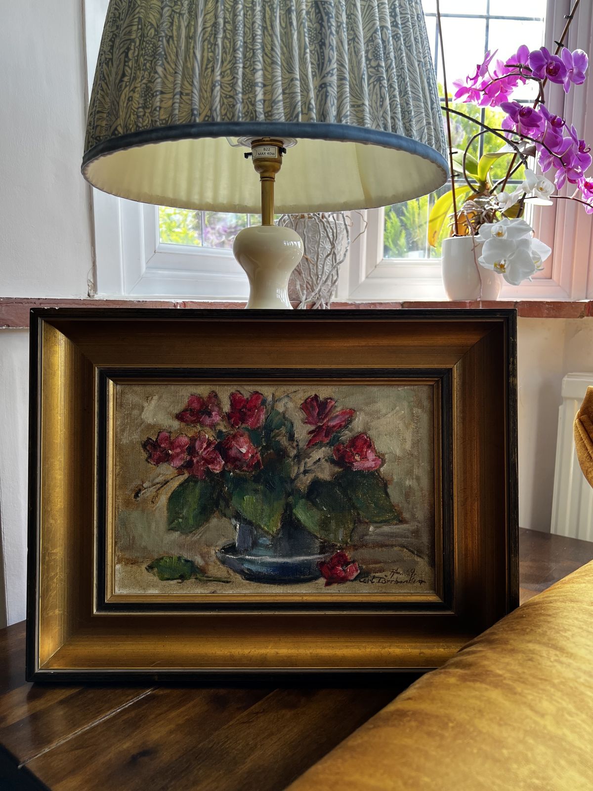 Cup With Flowers, Original Still Life Oil On Canvas Painting photo Art