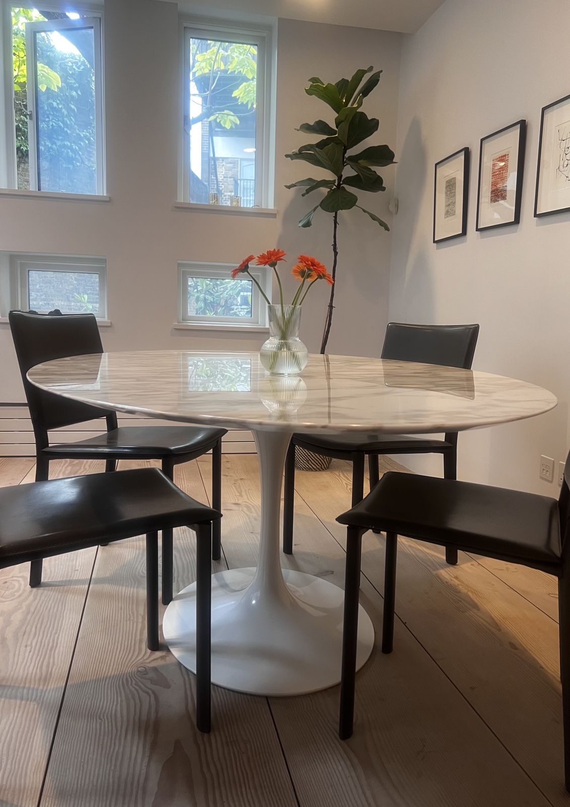 Saarinen Oval Dining Pedestal Table By Knoll In Arabescato Marble 198 X 121