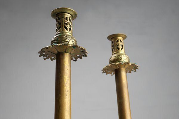 Antique French Copper Candlesticks In Baroque Style, 1900s, Set Of 2 photo vinterior