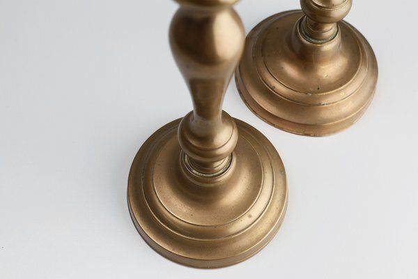 Antique French Copper Candlesticks, 1890s, Set Of 2 photo vintage