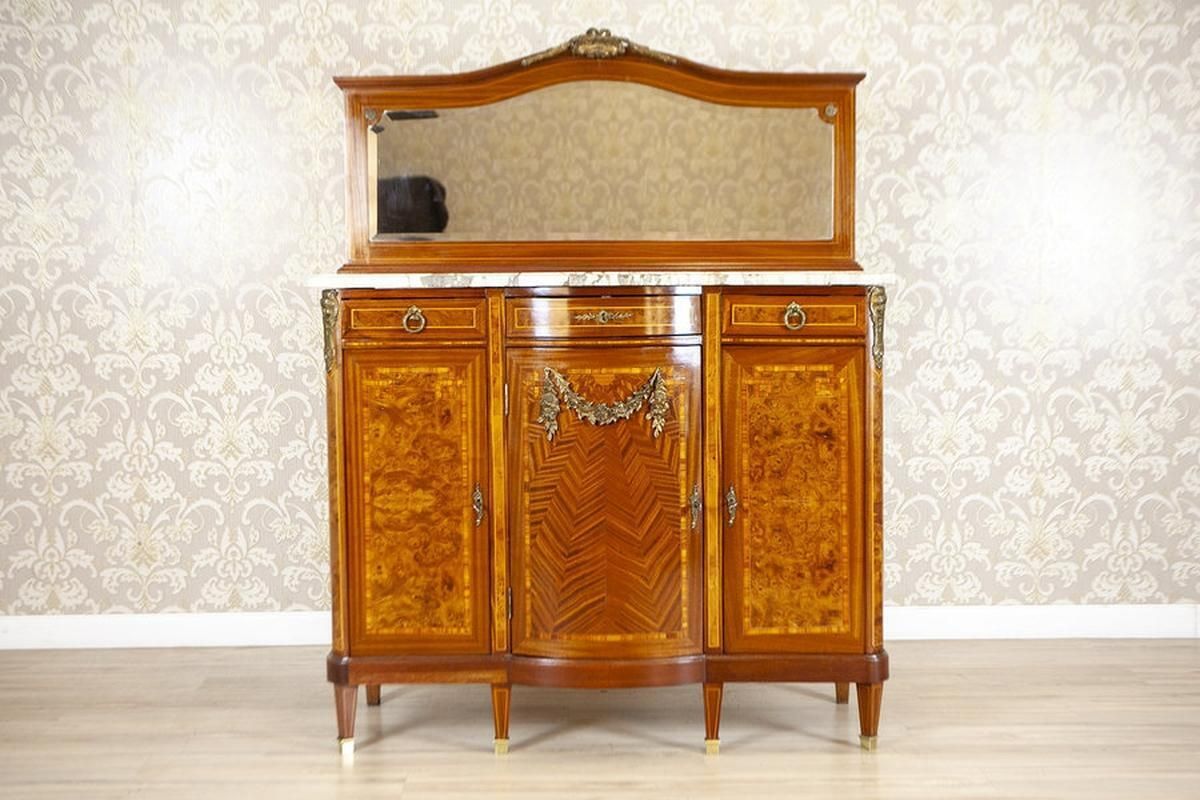Stylish French Mahogany Buffet With Mirror, Late 19th Century photo furniture